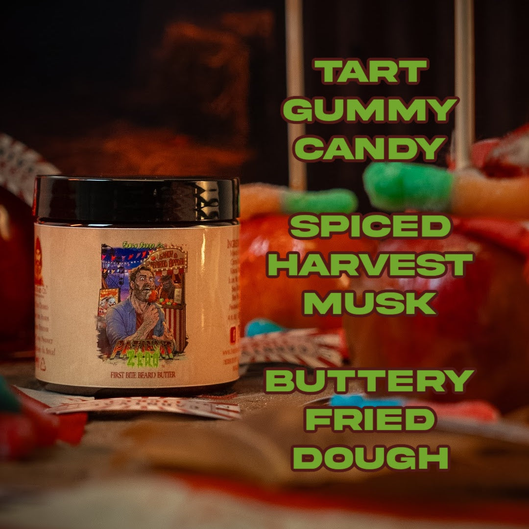 Patient Zero - Beard Butter - Tart Gummy Candy, Spiced Harvest Musk, Buttery Fried Dough