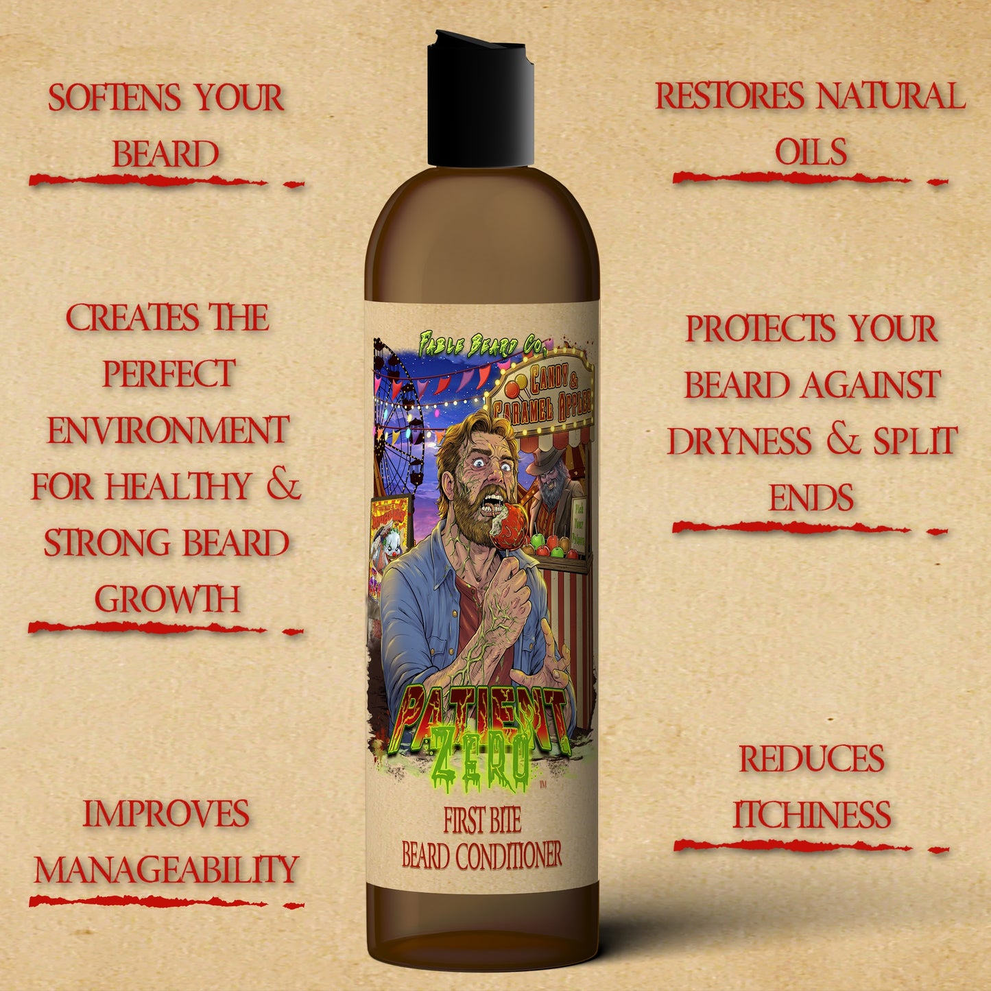 Patient Zero - Beard Conditioner - Tart Gummy Candy, Spiced Harvest Musk, Buttery Fried Dough