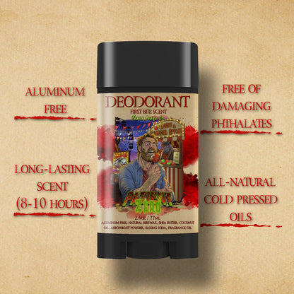 Patient Zero - Deodorant - Tart Gummy Candy, Spiced Harvest Musk, Buttery Fried Dough