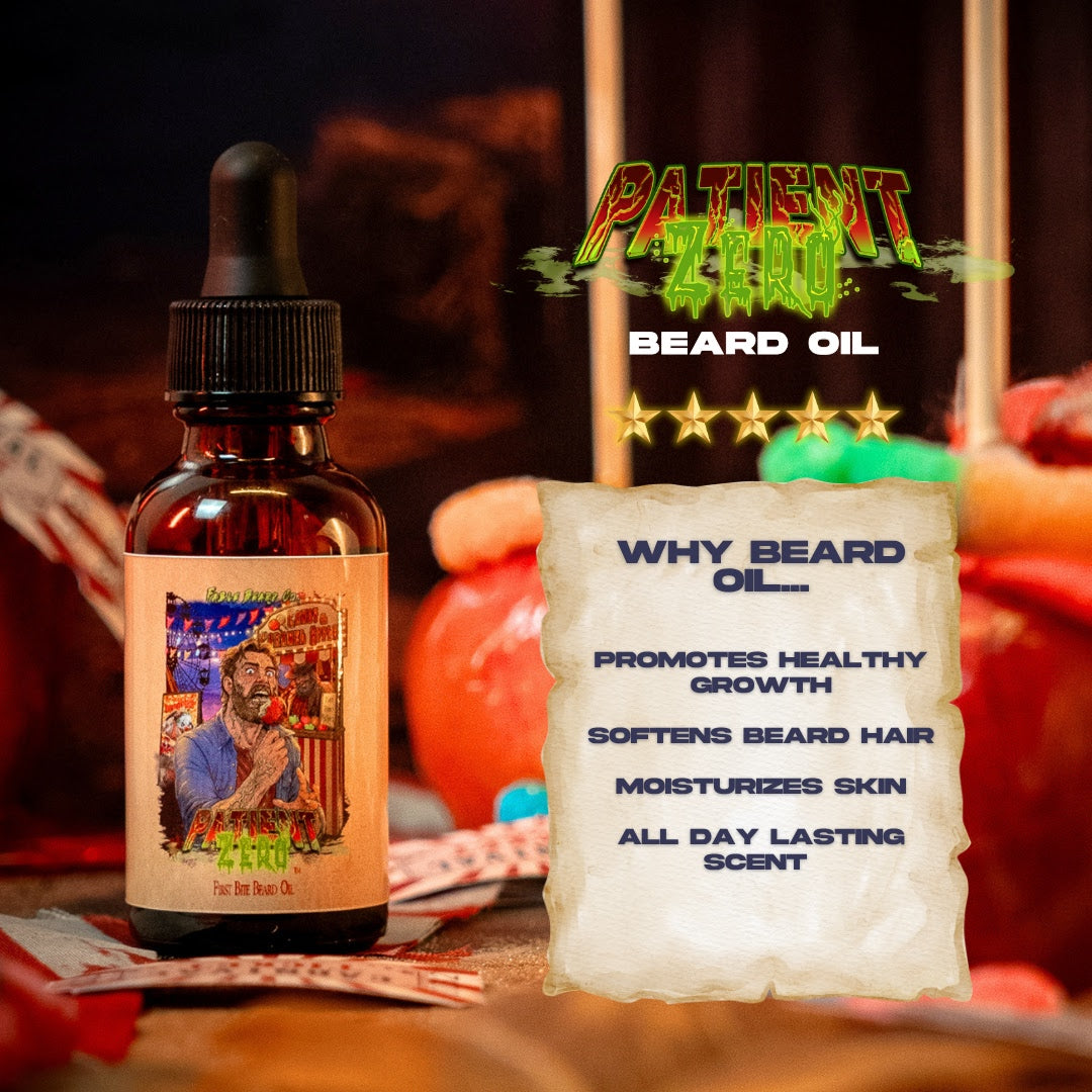 Patient Zero - Beard Oil - Tart Gummy Candy, Spiced Harvest Musk, Buttery Fried Dough