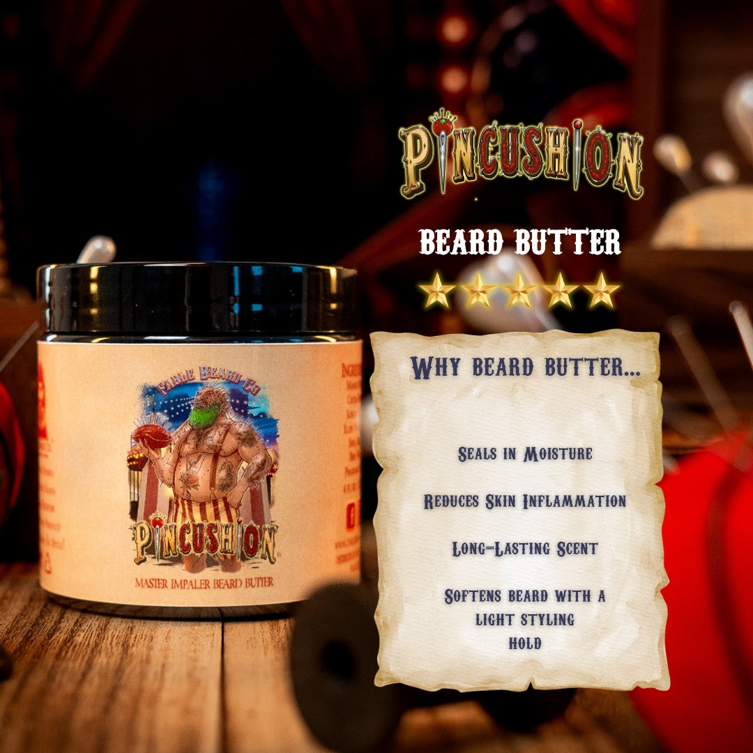 Pincushion - Beard Butter - Big Top Timberwood, Caramelized Maple Ember, Shadowed Bergamot