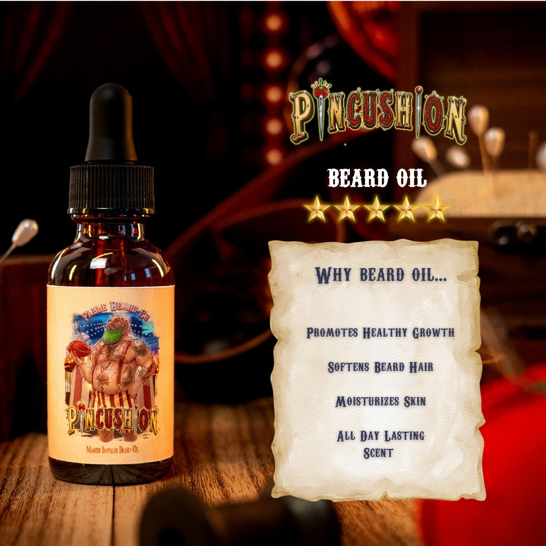 Pincushion - Beard Oil - Big Top Timberwood, Caramelized Maple Ember, Shadowed Bergamot
