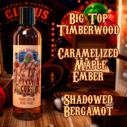 Pincushion - Beard Wash - Big Top Timberwood, Caramelized Maple Ember, Shadowed Bergamot