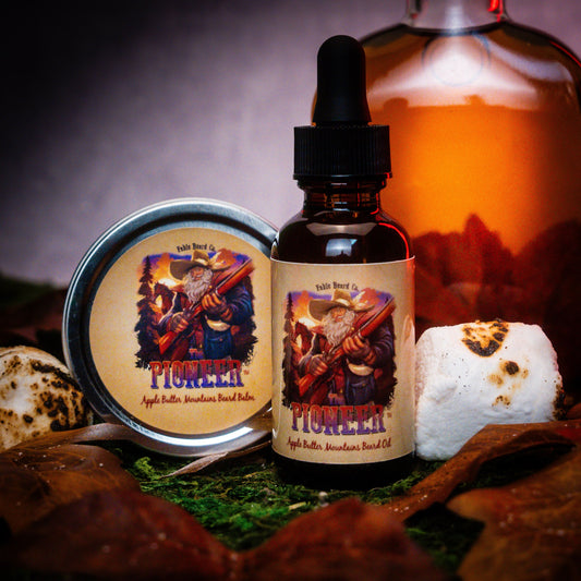 The Pioneer - Beard Oil & Balm Kit - Apple Butter, Toasted Marshmallow, and Vanilla Liquor