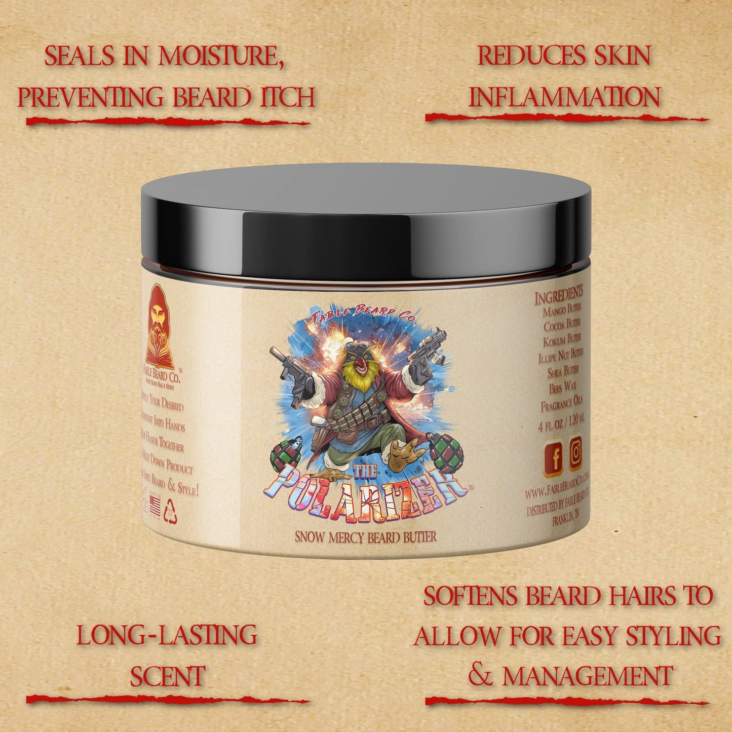 The Polarizer - Beard Butter - Peppermint Hot Cocoa, Powdered Sugar, Condensed Milk