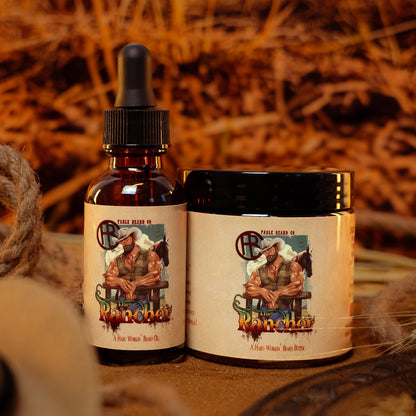 The Rancher - Beard Oil & Butter Kit - Fresh Cut Cedar, Green Pastures, Leather Boots