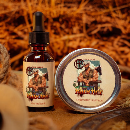 The Rancher - Beard Oil & Balm Kit - Fresh Cut Cedar, Green Pastures, Leather Boots