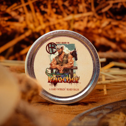 The Rancher - Beard Balm - Fresh Cut Cedar, Green Pastures, Leather Boots
