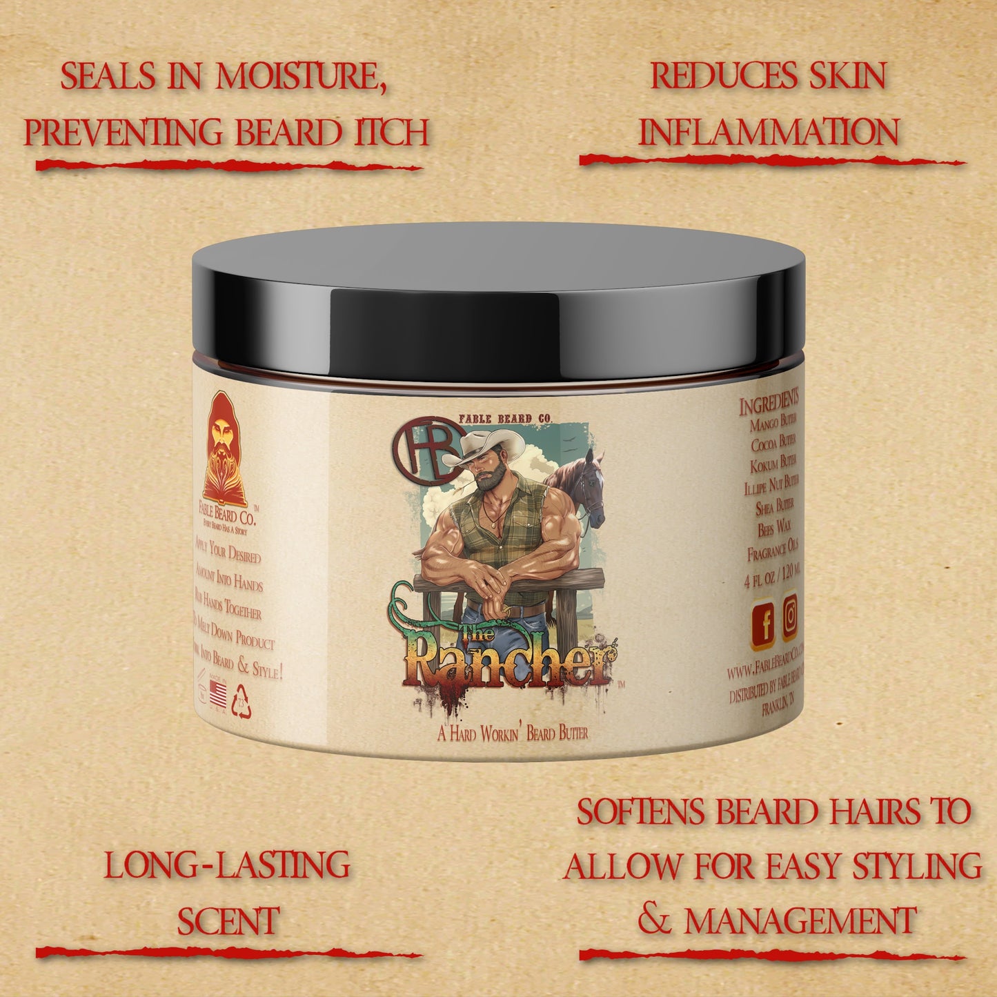 The Rancher - Beard Oil & Butter Kit - Fresh Cut Cedar, Green Pastures, Leather Boots