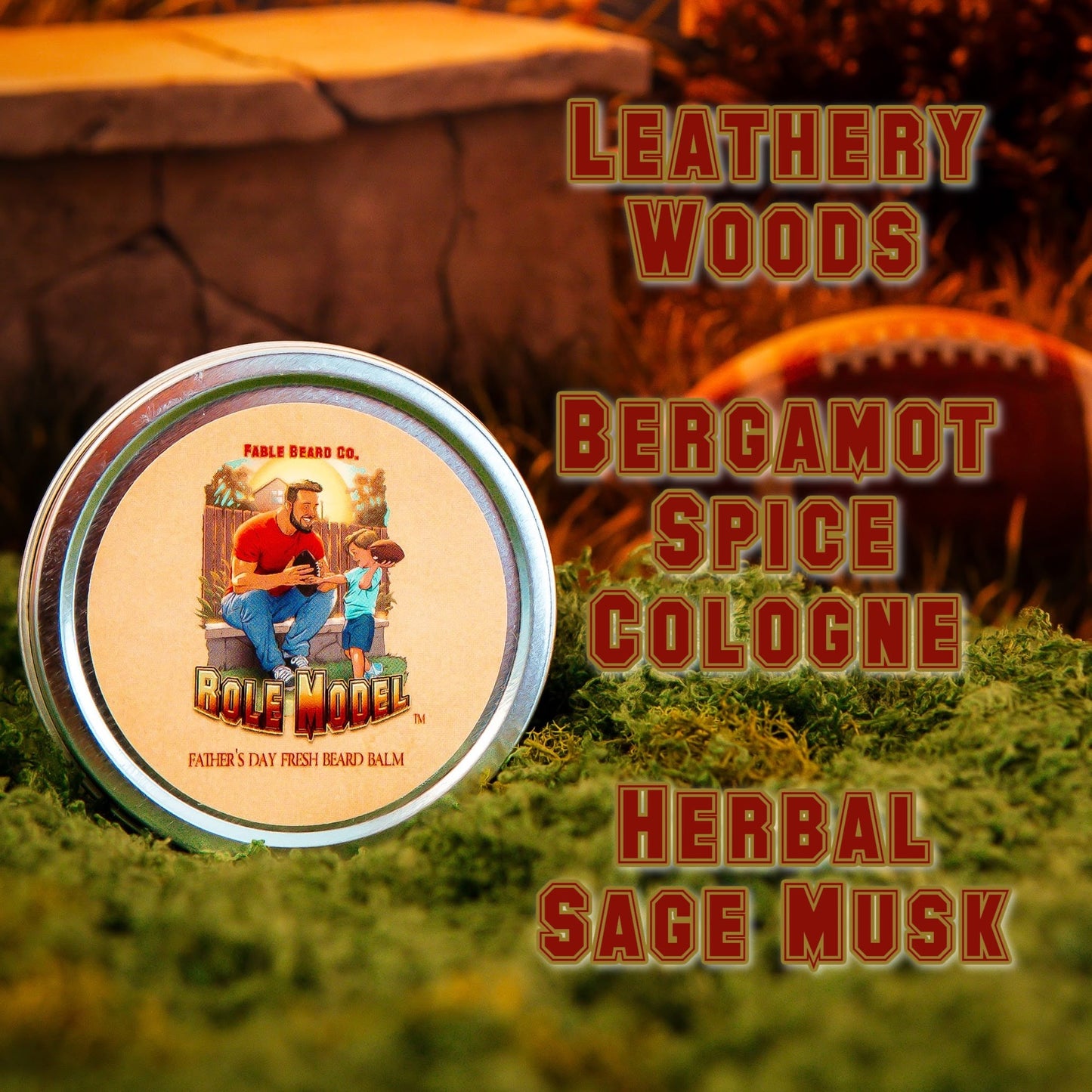 The Role Model - Beard Balm - Leathery Woods, Bergamot Spice Cologne, and Herbal Sage Musk