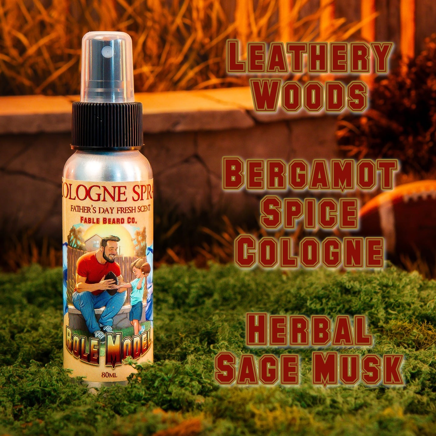 The Role Model - Cologne - Leathery Woods, Bergamot Spice Cologne, and Herbal Sage Musk