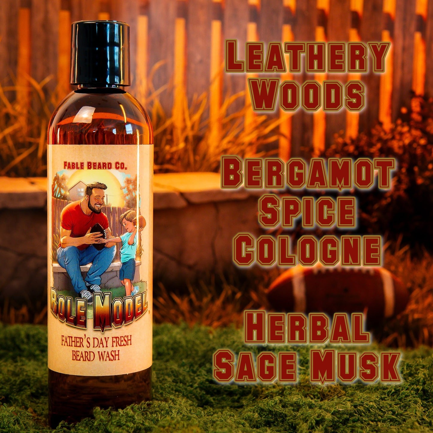 The Role Model - Beard Wash - Leathery Woods, Bergamot Spice Cologne, and Herbal Sage Musk