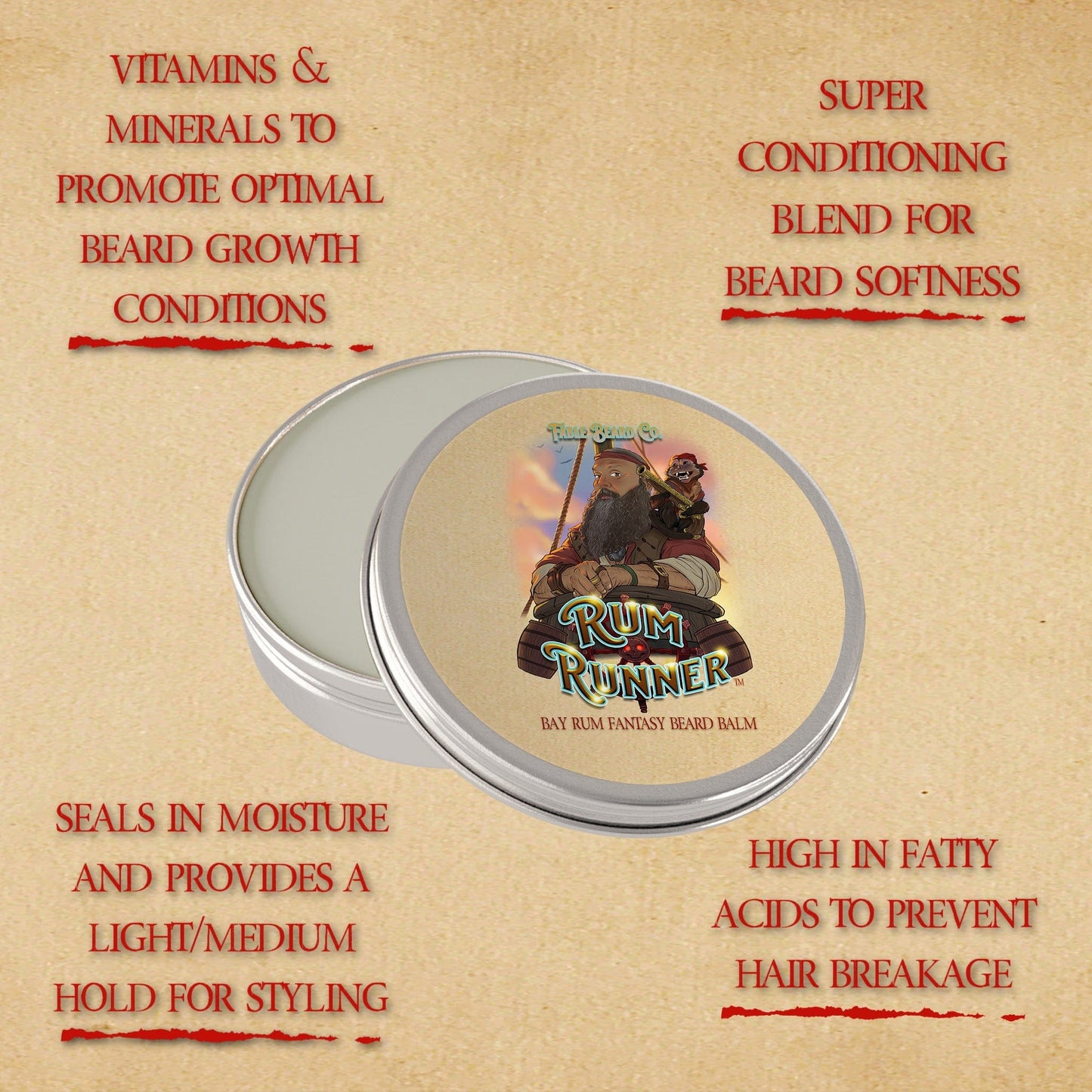 Rum Runner - Beard Balm - Bay Rum Spices, Tahitian Lime, Fresh Coconut