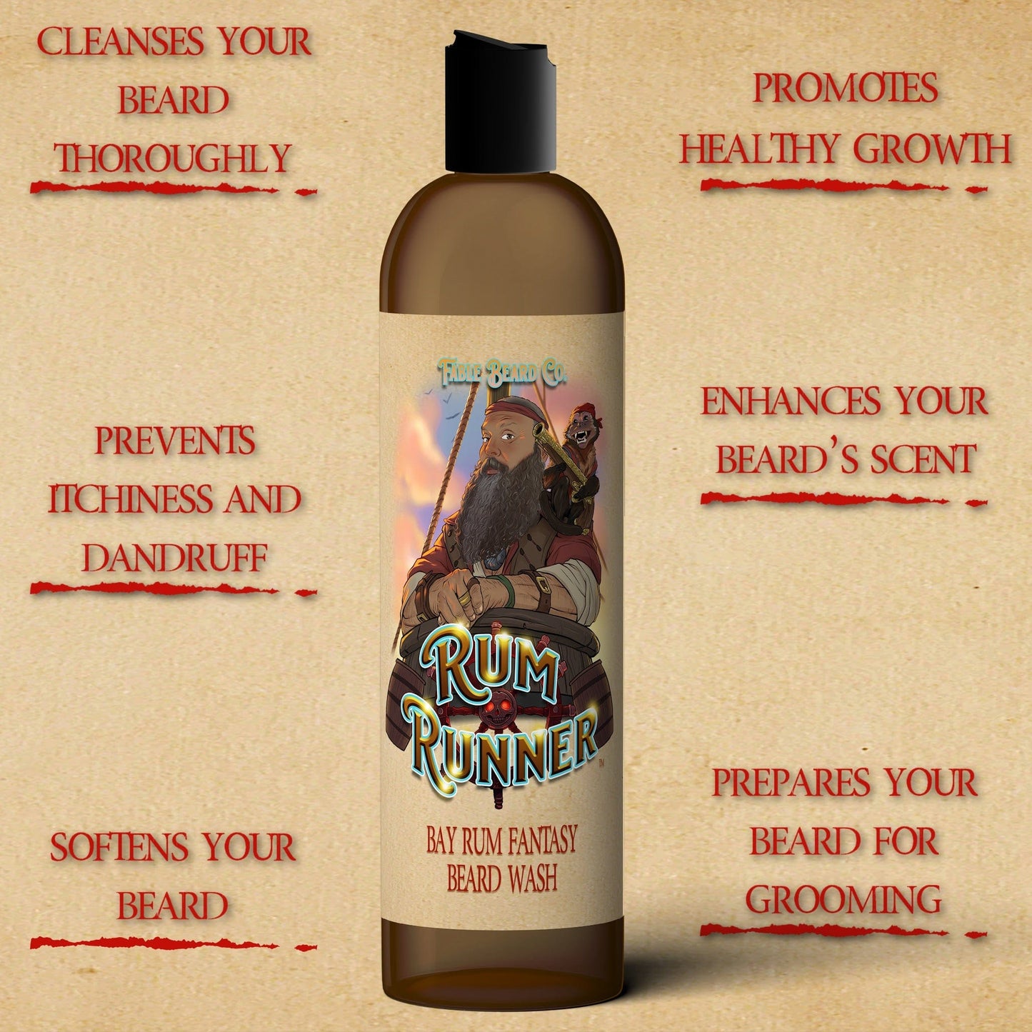 Rum Runner - Beard Wash - Bay Rum Spices, Tahitian Lime, Fresh Coconut