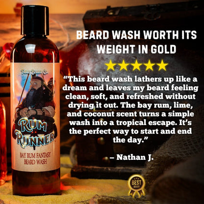 Rum Runner - Beard Wash - Bay Rum Spices, Tahitian Lime, Fresh Coconut