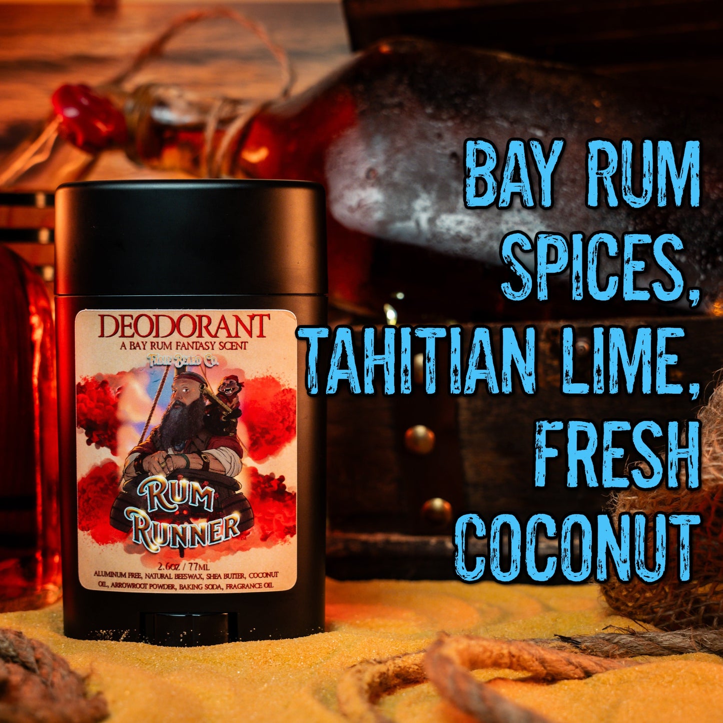 Rum Runner - Deodorant - Bay Rum Spices, Tahitian Lime, Fresh Coconut