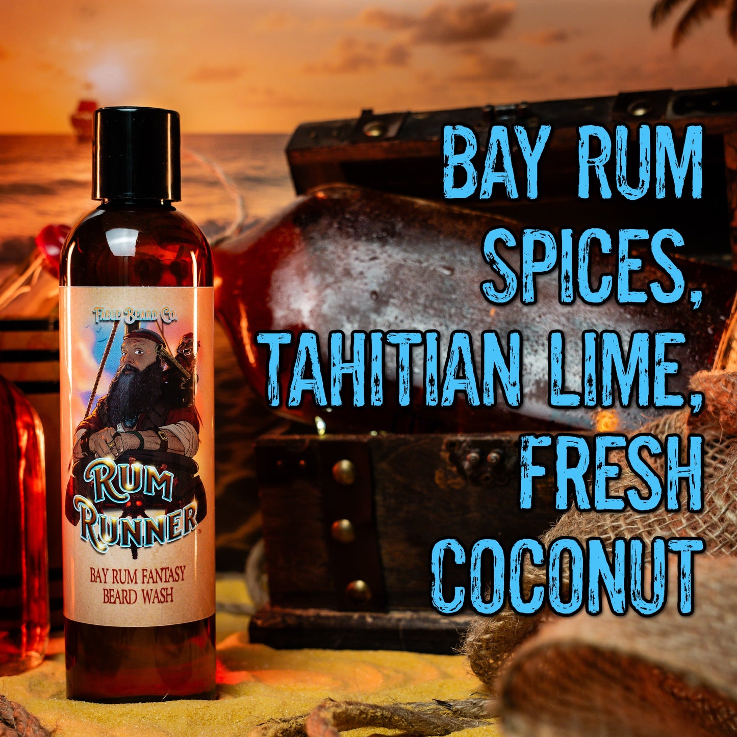 Rum Runner - Beard Wash - Bay Rum Spices, Tahitian Lime, Fresh Coconut