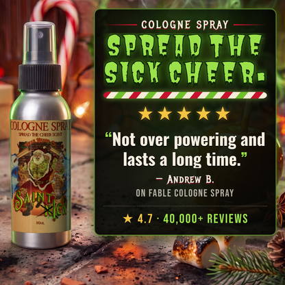 Saint Ick Cologne 5-star customer review card, Fable Beard Co.
