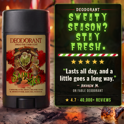 Saint Ick Natural Deodorant 5-star customer review card, Fable Beard Co.