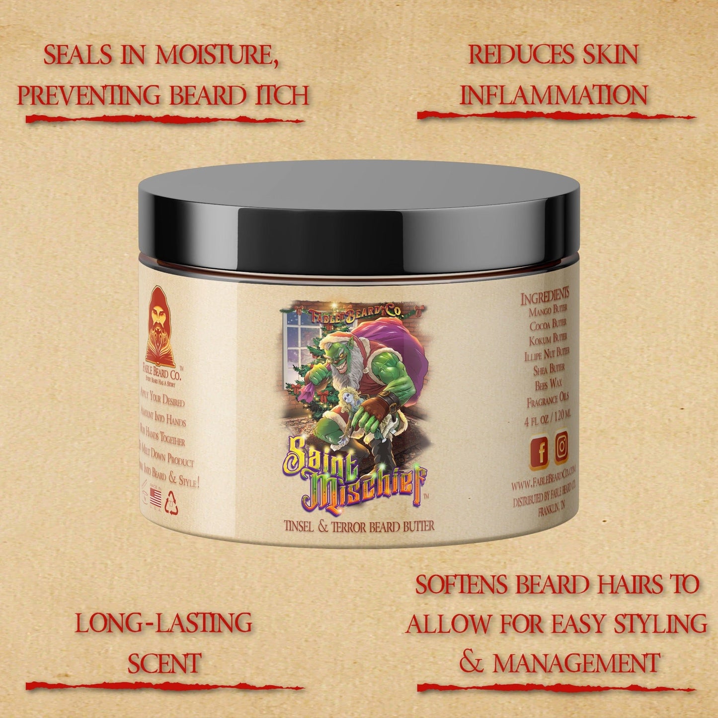 Saint Mischief - Beard Oil & Butter Kit - Oatmeal Cookies, Sweet Honeycomb, Boiled Custard