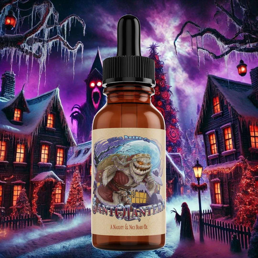 Sant-O-Lantern - Beard Oil - Christmas Pine, Cold Winter Night, Sneaky Pomegranate, & Spooky Holiday Wreath