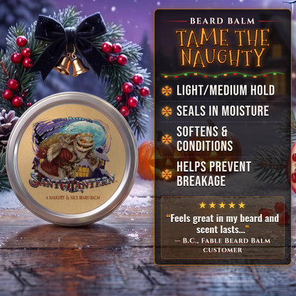 Sant-O-Lantern Beard Balm benefits infographic, Fable Beard Co.