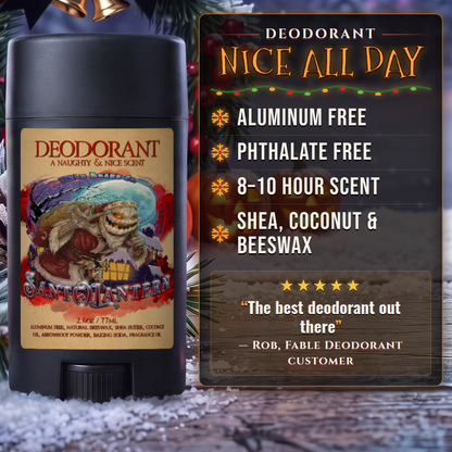 Sant-O-Lantern Deodorant benefits infographic, Fable Beard Co.