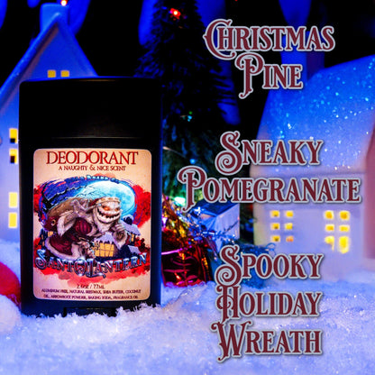 Sant-O-Lantern - Deodorant - Christmas Pine, Cold Winter Night, Sneaky Pomegranate, & Spooky Holiday Wreath