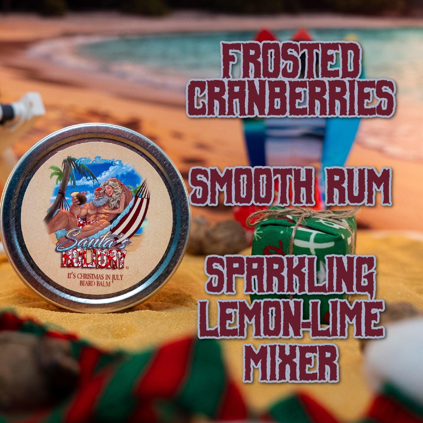 Santa's Holiday - Beard Balm - Frosted Cranberries, Smooth Rum, Sparkling Lemon-Lime Mixer