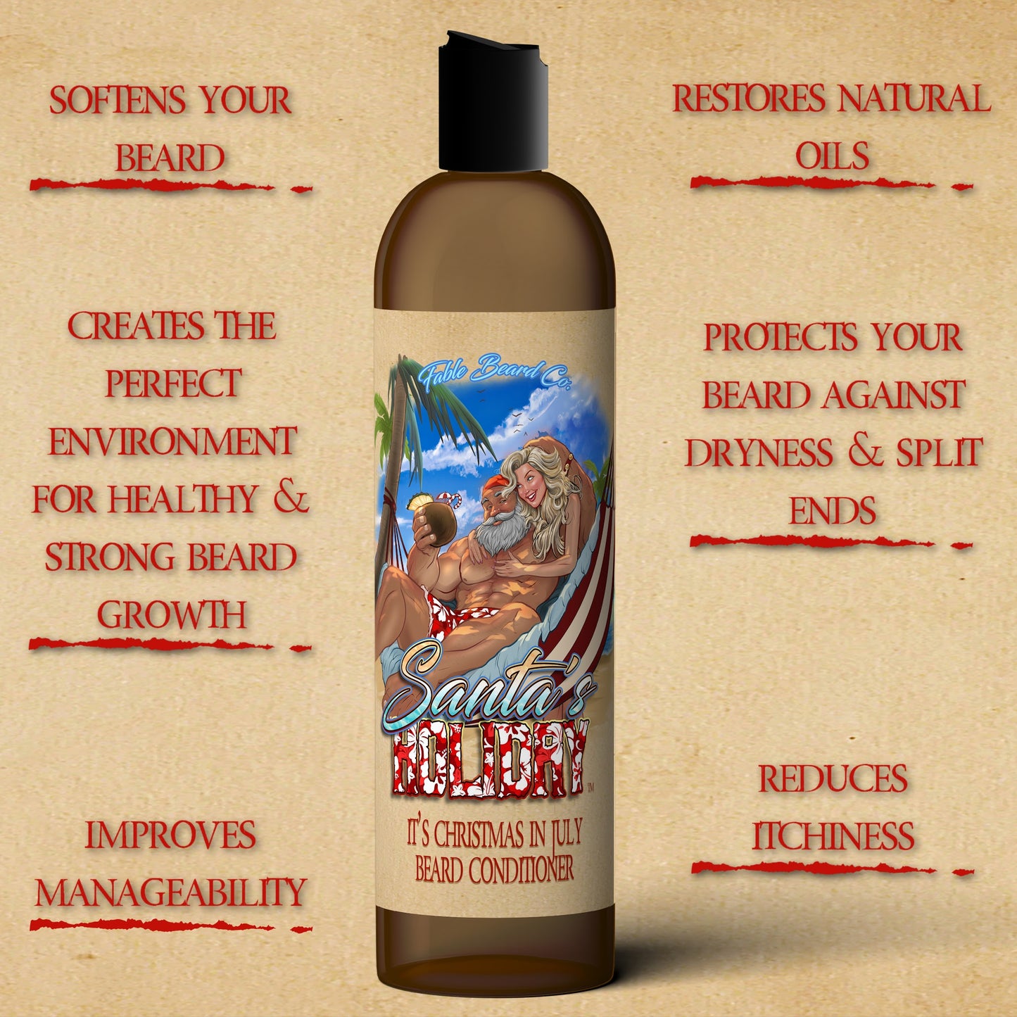 Santa's Holiday - Beard Conditioner - Frosted Cranberries, Smooth Rum, Sparkling Lemon-Lime Mixer