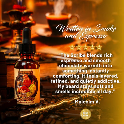 The Scribe - Beard Oil - Decadent Chocolate, Steamed Froth, Dark Espresso