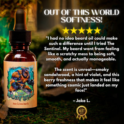 The Sentinel - Beard Oil - Smoldering Sandalwood, Moonlit Violets, Stardusted Lingonberries