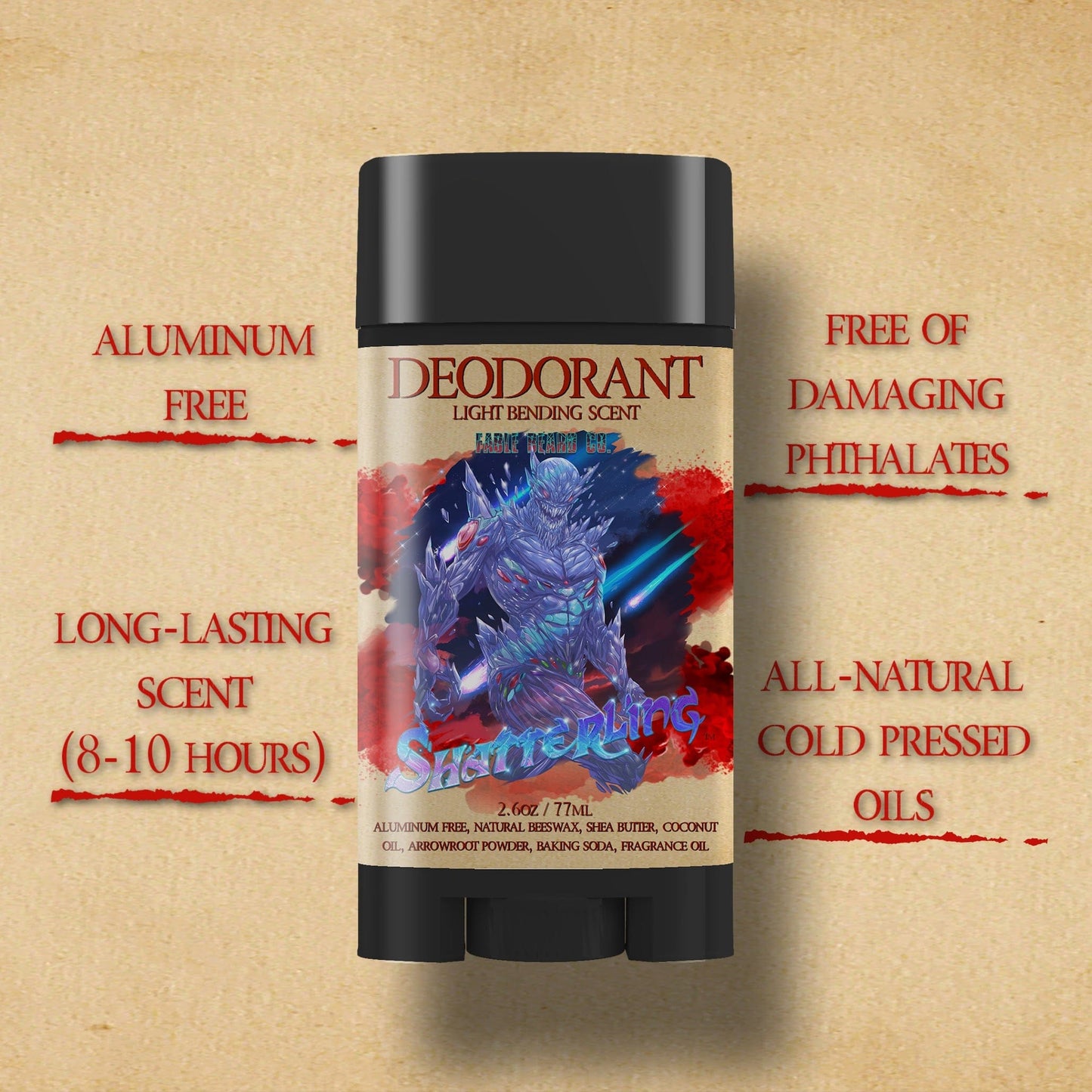 Shatterling - Deodorant - Radiant Safflower, Sparkling Macintosh Apple, Hot Red Berries