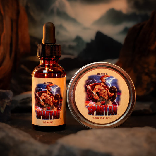 The Spartan - Beard Oil & Balm Kit - Frankincense, Myrrh, Sage, and Ocean Mist