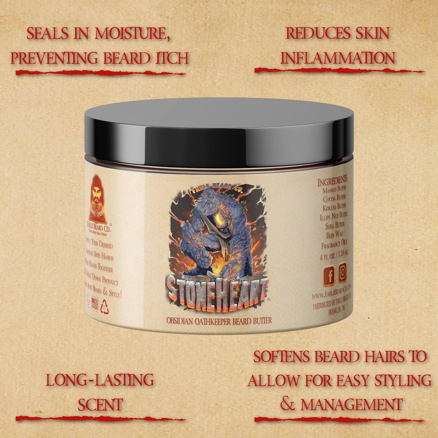 Stoneheart - Beard Butter - Warm Marzipan, Pureed Strawberries, Fragrant Stonefruit