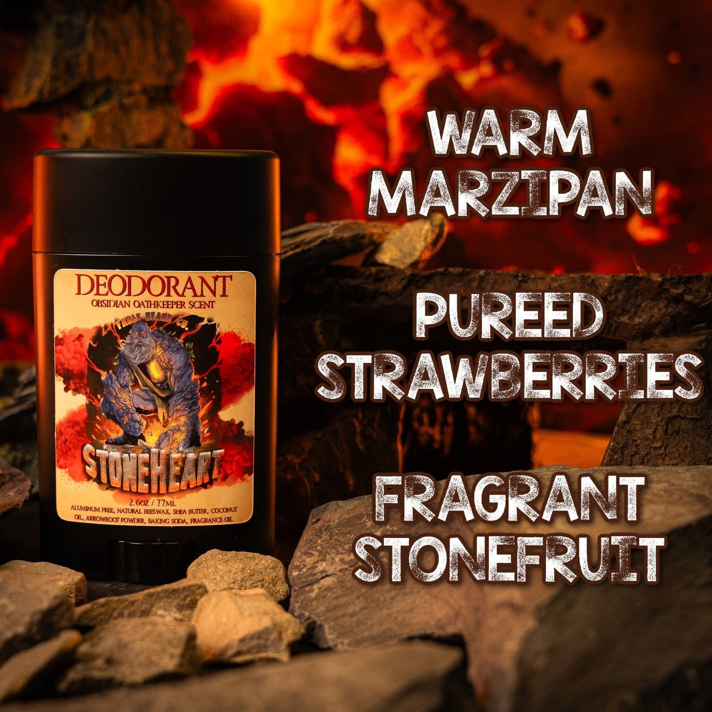 Stoneheart - Deodorant - Warm Marzipan, Pureed Strawberries, Fragrant Stonefruit