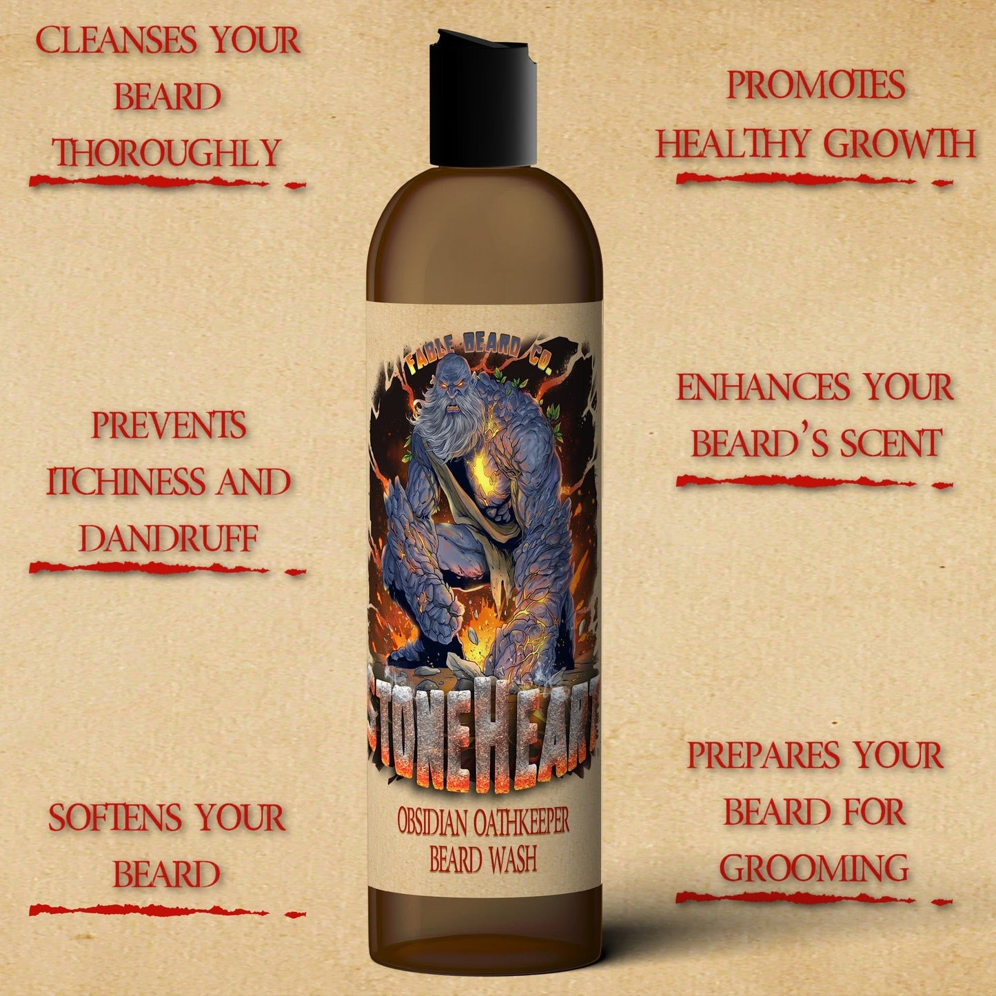 Stoneheart - Beard Wash - Warm Marzipan, Pureed Strawberries, Fragrant Stonefruit