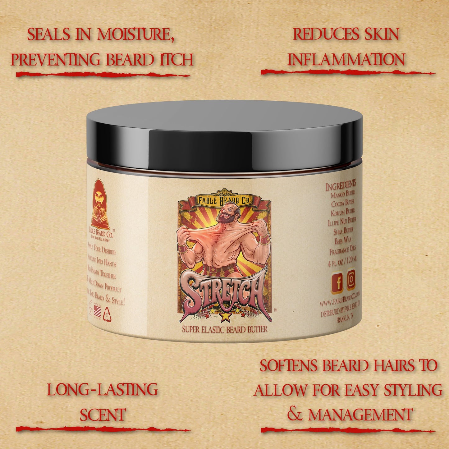 Stretch - Beard Butter - Stretched Leather, Evergreen Fruits, Silken Sweet Cream