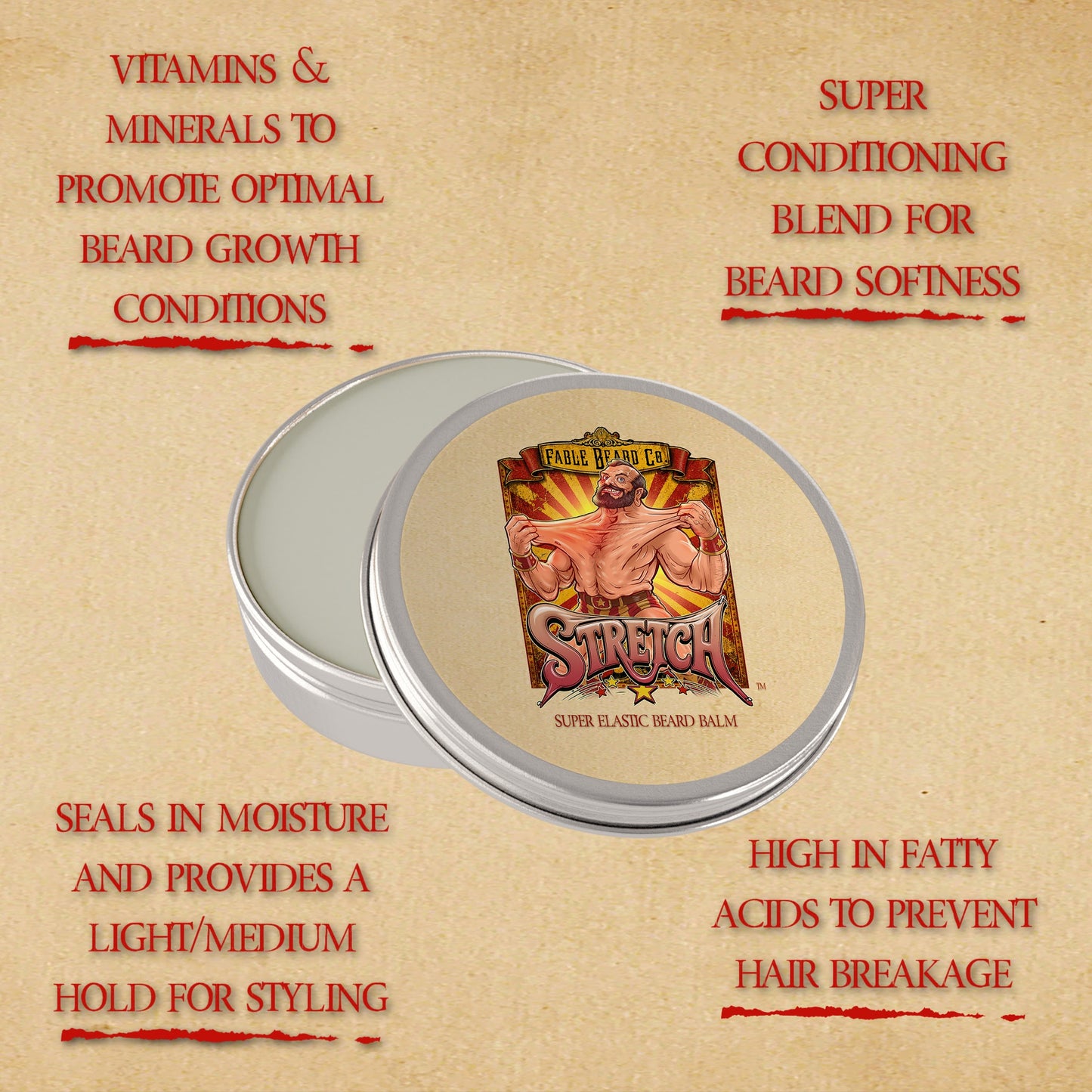Stretch - Beard Balm - Stretched Leather, Evergreen Fruits, Silken Sweet Cream