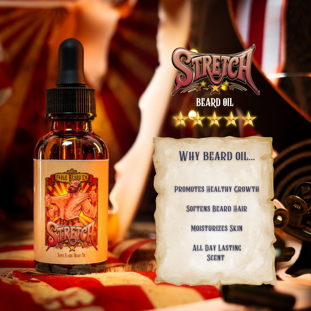 Stretch - Beard Oil - Stretched Leather, Evergreen Fruits, Silken Sweet Cream
