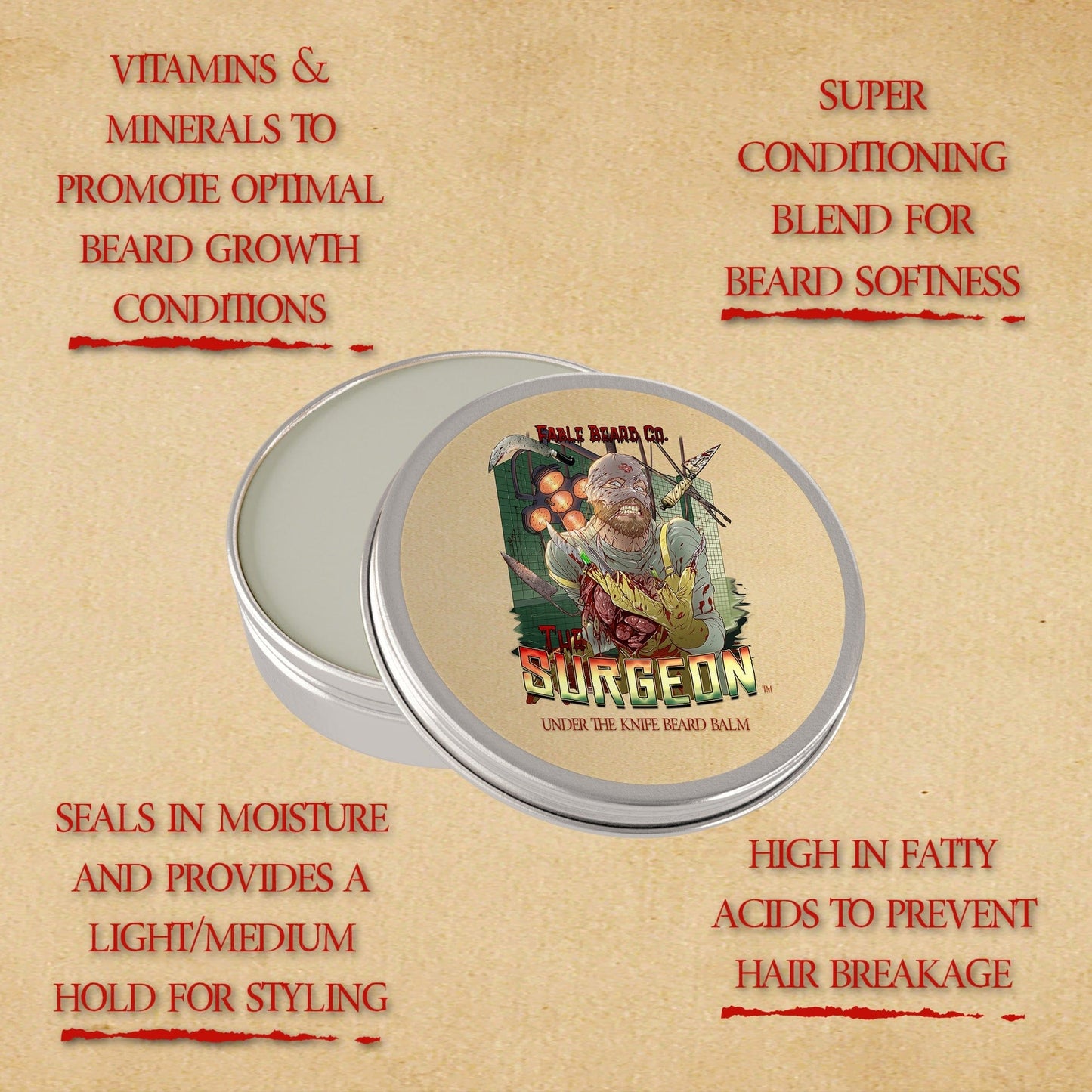 The Surgeon - Beard Balm - Black Tea Leaves, Sterile Lemon Tincture, Cursed Amberwood