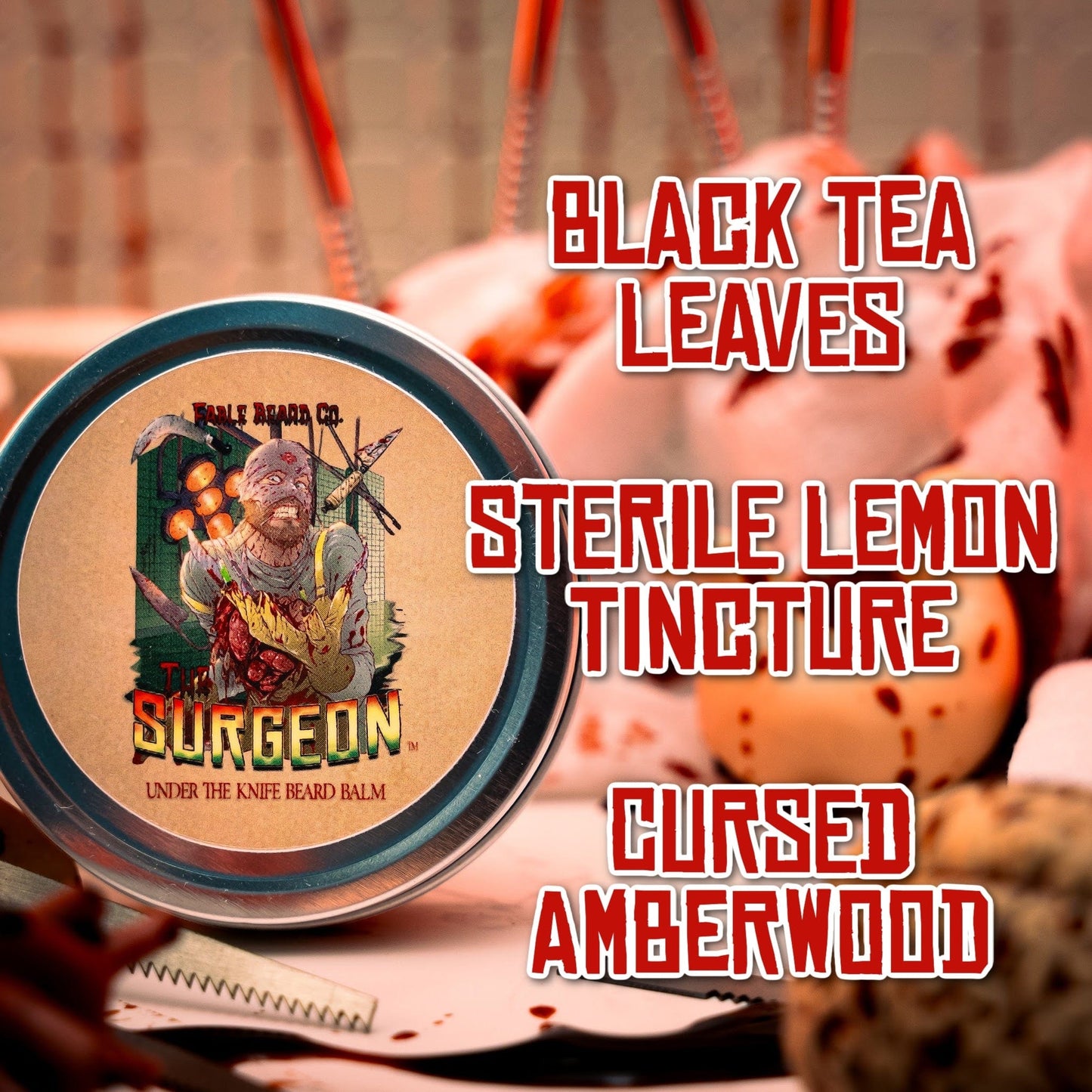 The Surgeon - Beard Balm - Black Tea Leaves, Sterile Lemon Tincture, Cursed Amberwood