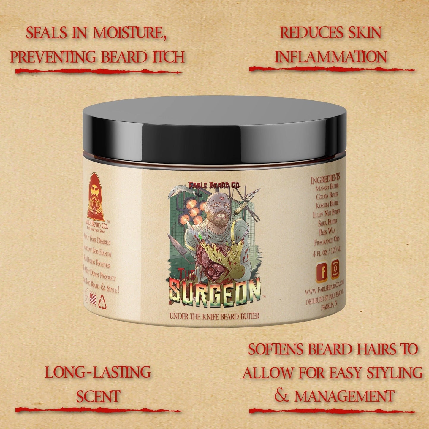 The Surgeon - Beard Butter - Black Tea Leaves, Sterile Lemon Tincture, Cursed Amberwood