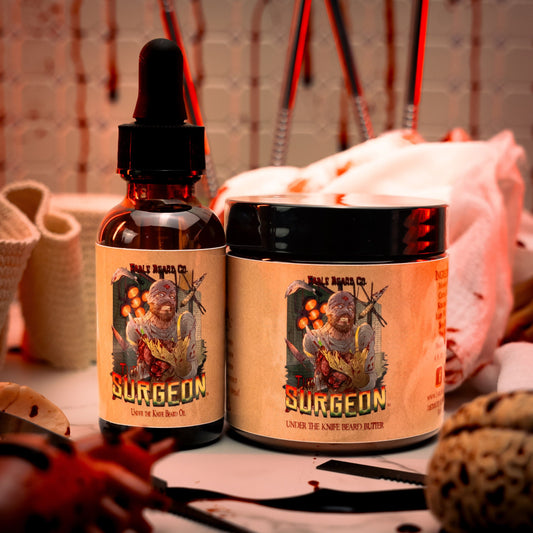 The Surgeon - Beard Oil & Butter Kit - Black Tea Leaves, Sterile Lemon Tincture, Cursed Amberwood