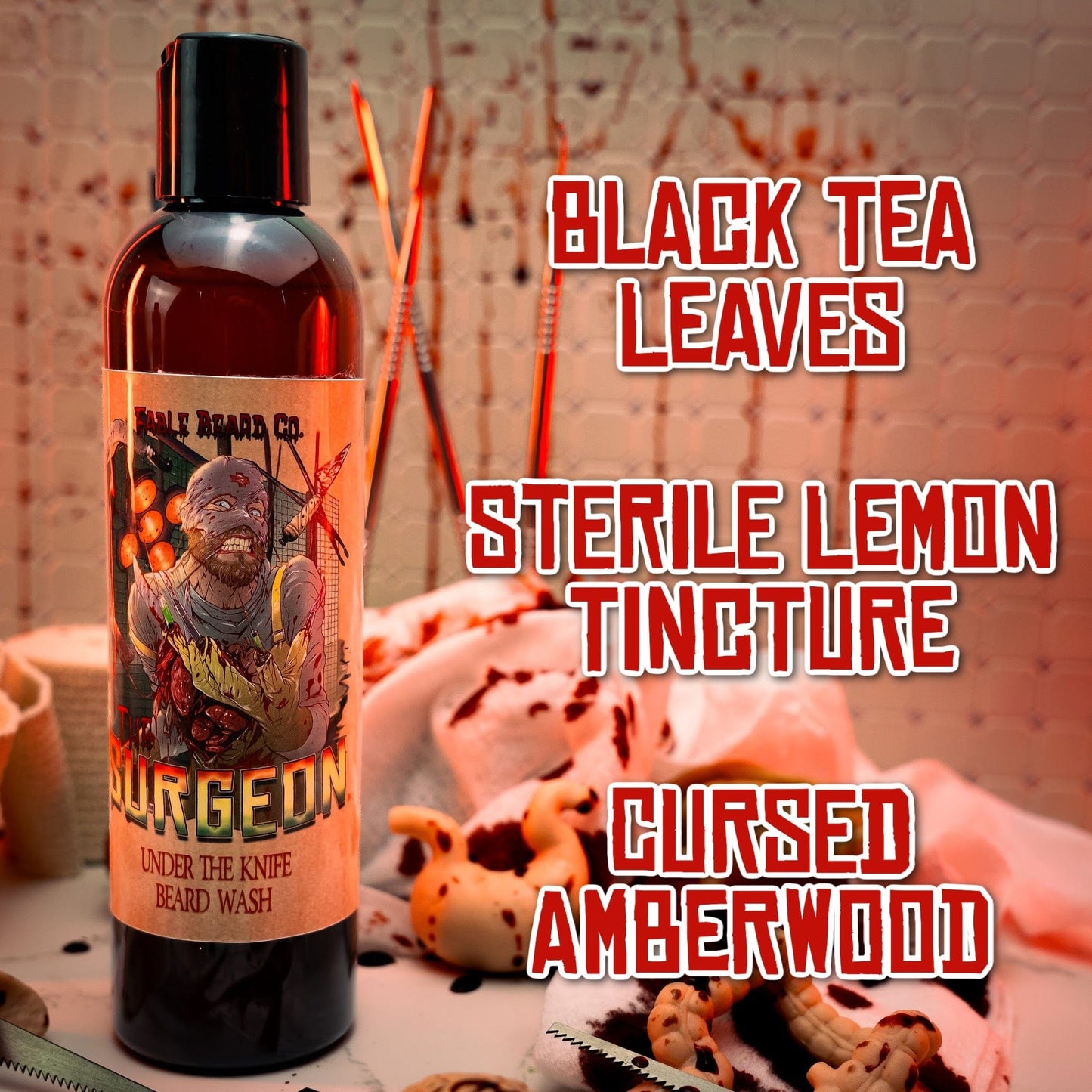 The Surgeon - Beard Wash - Black Tea Leaves, Sterile Lemon Tincture, Cursed Amberwood