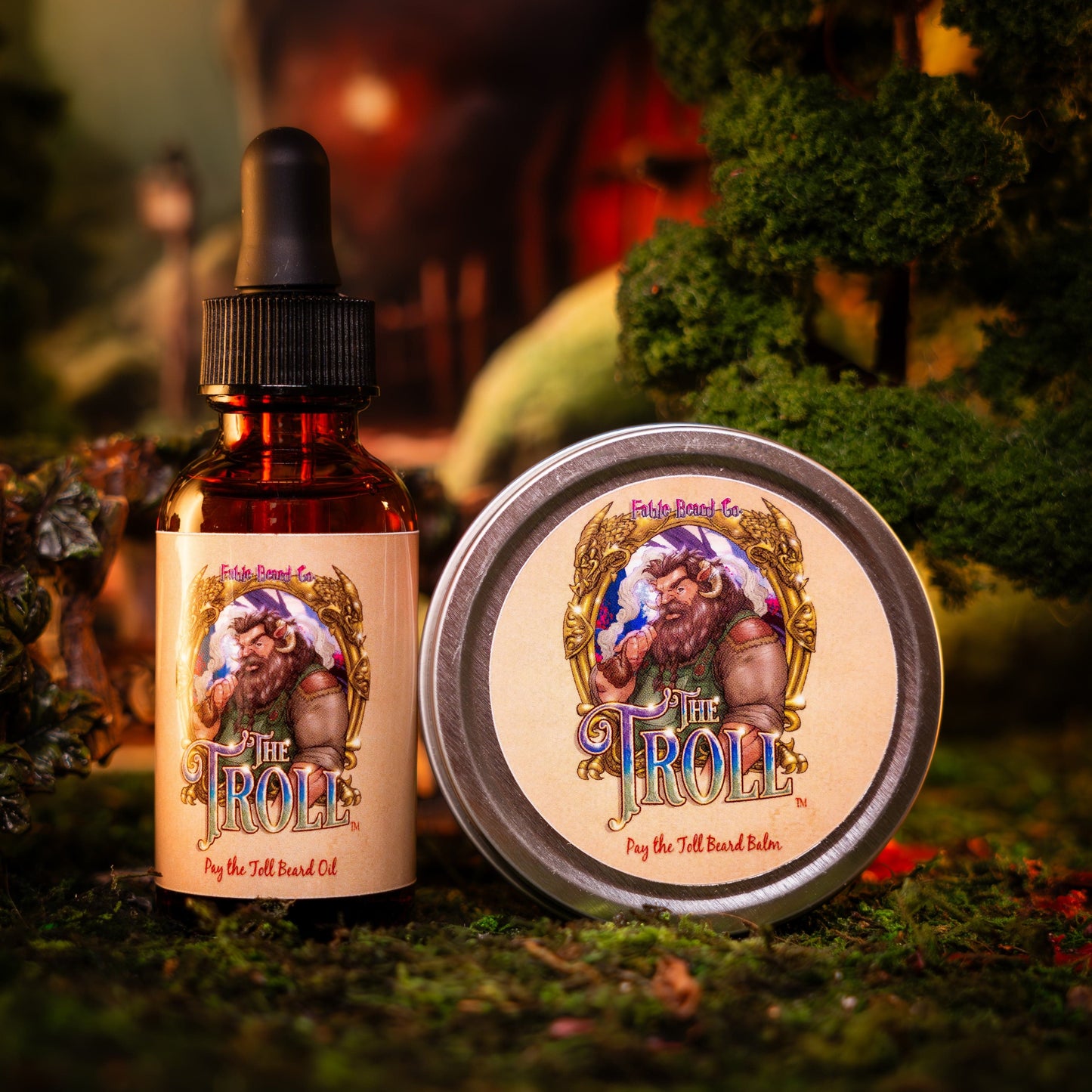 The Troll - Beard Oil & Balm Kit - Sandalwood Pipe, Oak Moss Bridge, Refreshing Stream, and Bright Spring Air