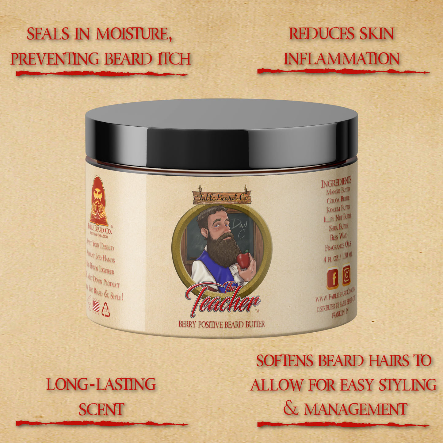 The Teacher - Beard Oil & Butter Kit - Fresh Apples, Wild Berries, Creamy Vanilla