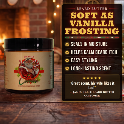 The Claus Beard Butter benefits infographic, Fable Beard Co.