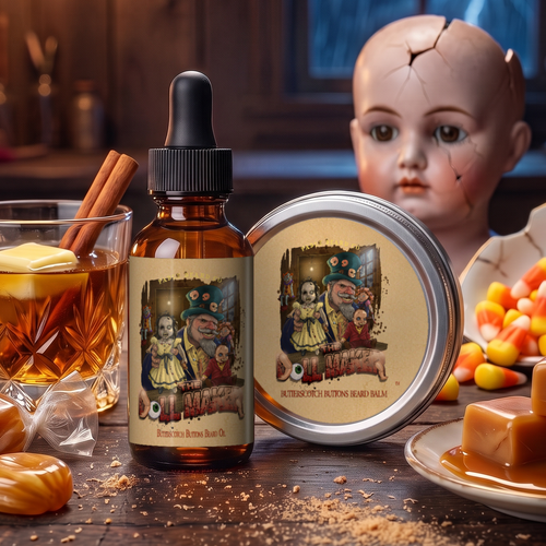 The Dollmaker - Beard Oil & Balm Kit - Warm Butterscotch, Buttered Rum, Candy Corn, & Creamy Caramel