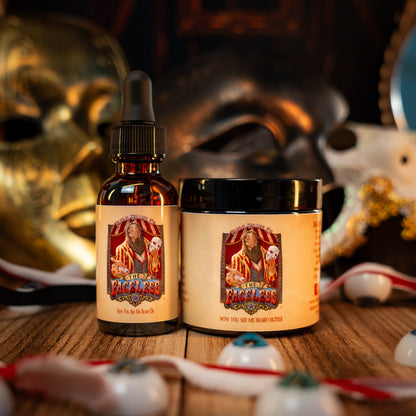 The Faceless - Beard Oil & Butter Kit - Fireside Cider, Phantom Suede, Velvety Marzipan